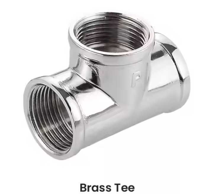 Thread Standard Polished Brass Tee Fittings for Water Pipe System Polished Sandblasted Nickel Plated Compression Fitting