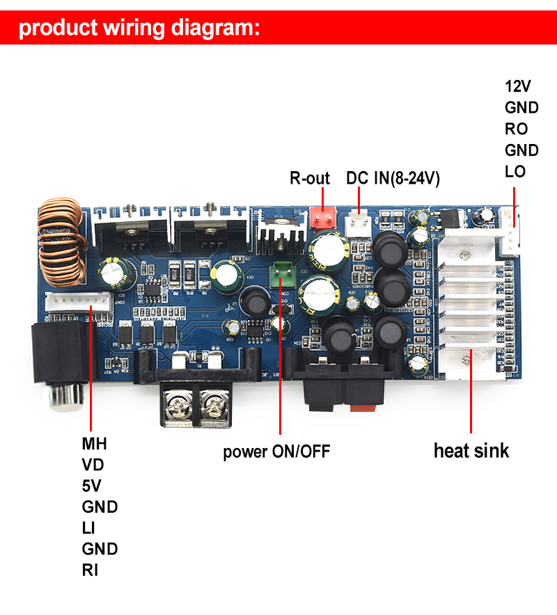 CA-3116AS Professional 2.0 Digital Subwoofer Amplifier Board Mini 8-24V 2*100W for Home Sound Use 12V TPA3116