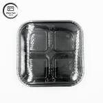 4 Compartment PET Disposable Salad Box Clear/Black Customizable For Snacks &