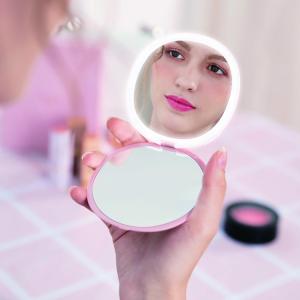 Wholesale Hand Travel Pocket Beauty Mirrors LED Purse Folding Makeup 3X Magnifying Custom Cosmetic Desktop Mirror from china suppliers