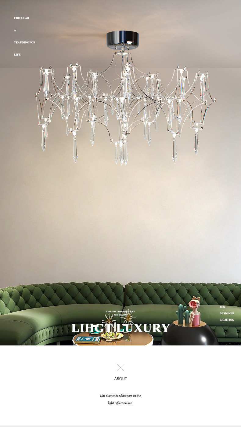 Modern Starry Crystal Chandelier Living Room Luxury Hotel Villa silvery Chandelier(WH-MI-390)