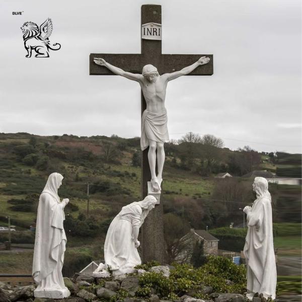 Crucifixion Marble Jesus Statue Jesus Dies on the Cross 14 Stations Sculpture