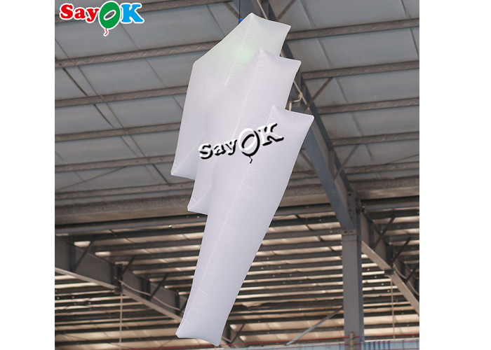 2m 6.6ft White Led Inflatable Lightning Model For Pub Music Event Decoration
