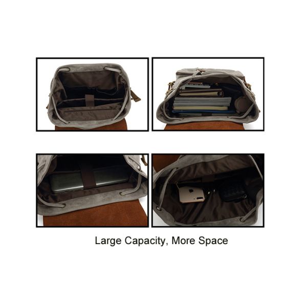 Fits 14 Inch Laptop Canvas Rucksack Casual Daypack