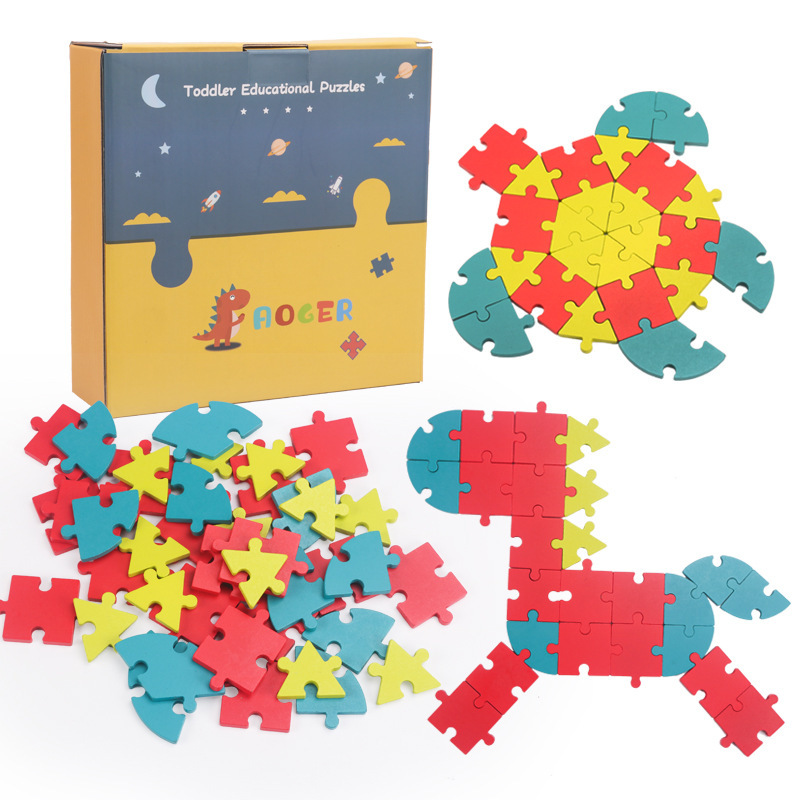 Children Wooden Creative Jigsaw Building Block 1Set DIY 3D Educational