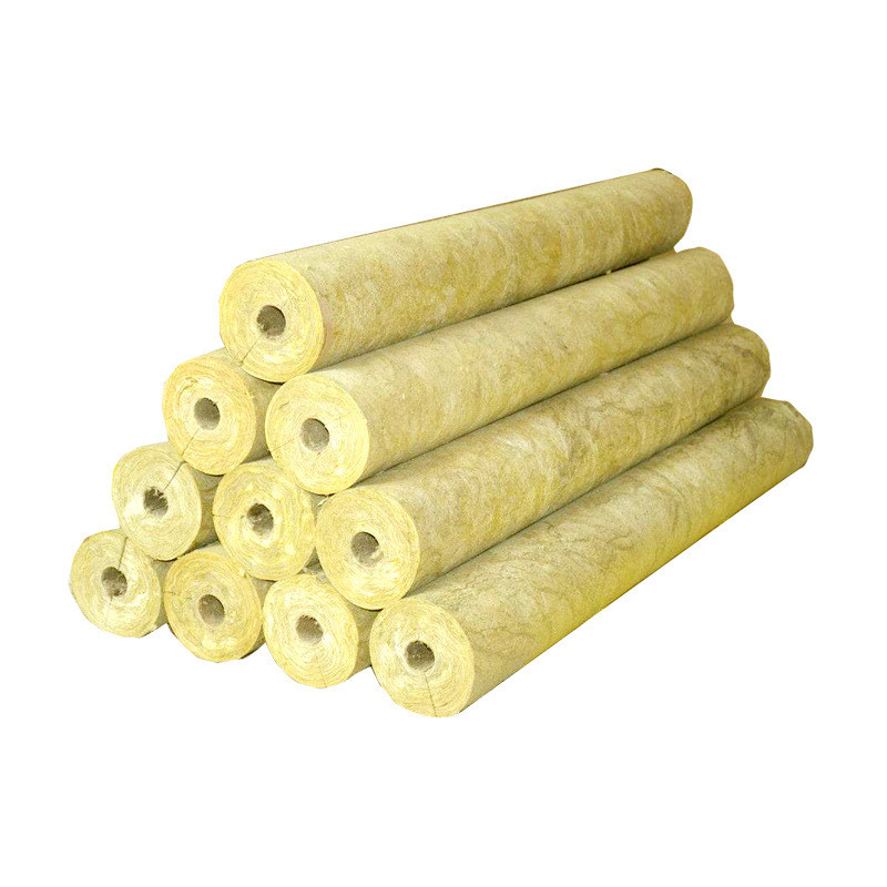 Hydrophobic Fireproof Rockwool Heat Insulation Round Tube 80-120kg/m3