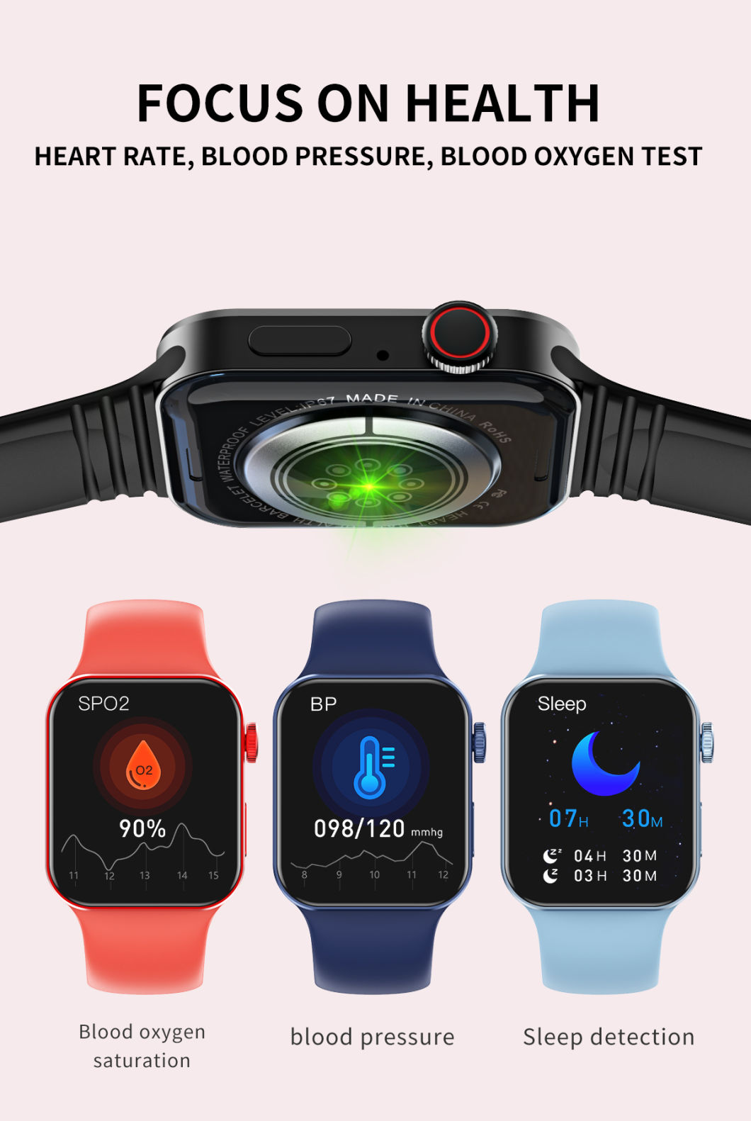 2021 Full-Screen Touch and Long Standby IP67 Waterproof Et7 Smart Watch