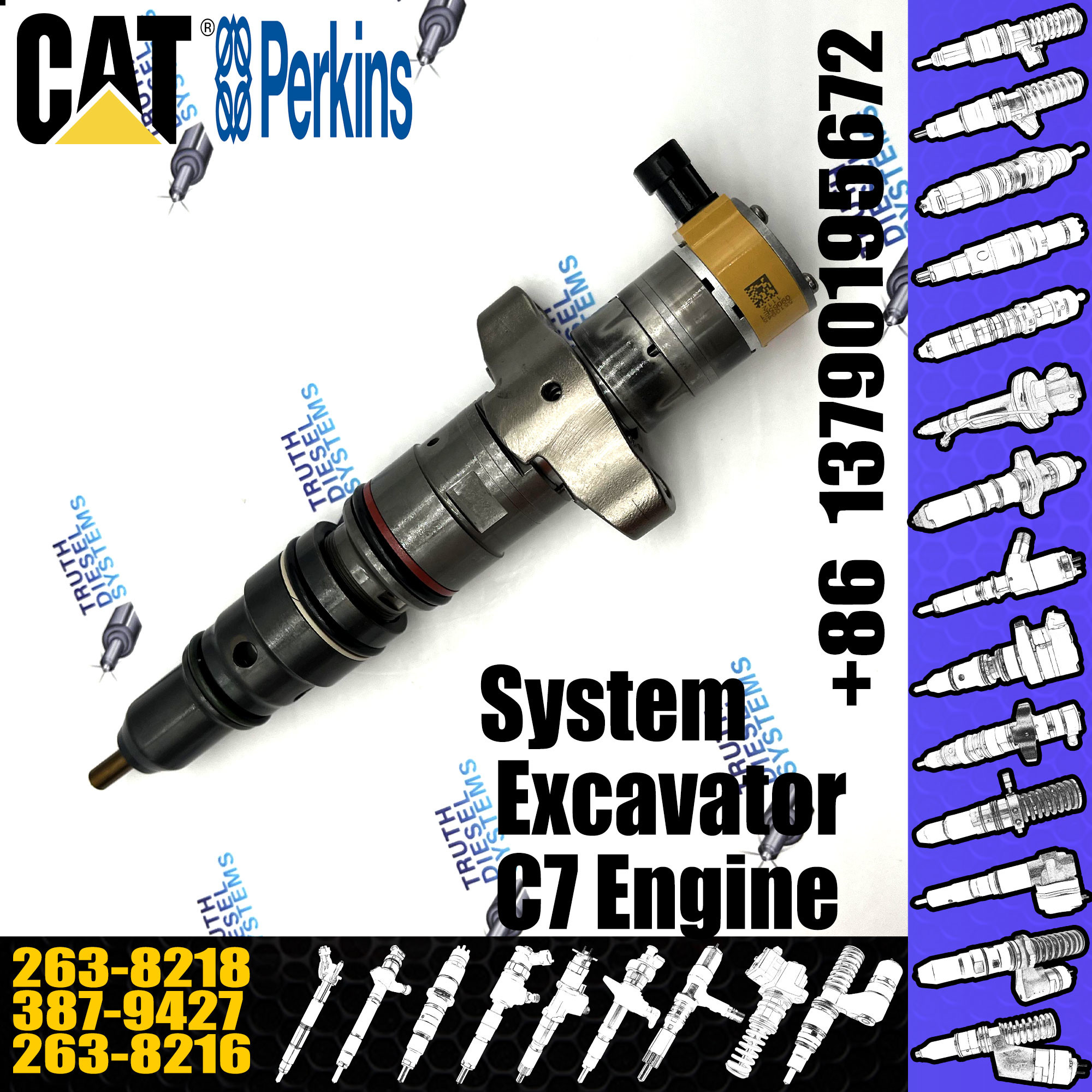 Engine C7 Injcector 3879427 2638218 Fuel Injector 387-9427 263-8218 For Excavator E324d 325d 329d