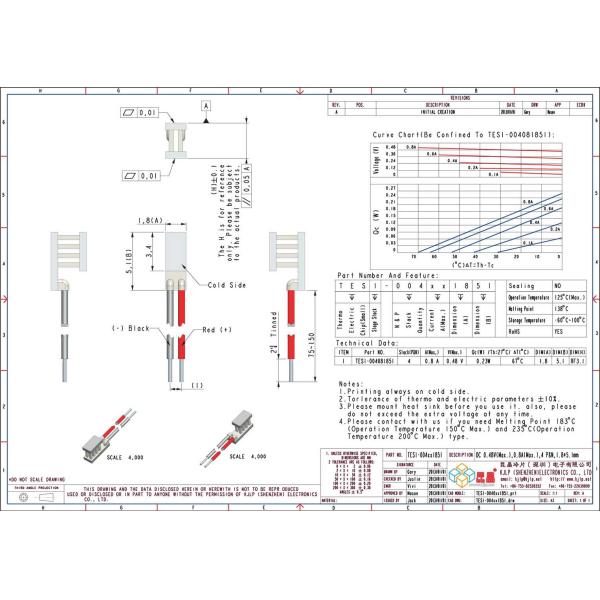 TES1-004 Series (1.8x5.1mm) Peltier Chip/Peltier Module/Thermoelectric Chip/TEC/Cooler