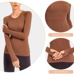 Wicking Women Activewear T Shirts Long Sleeve Knitted Seamless Workout Shirt