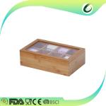 High quality small bamboo tea packaging box with glass lids