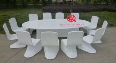 12 seater white S shape chair rattan table set
