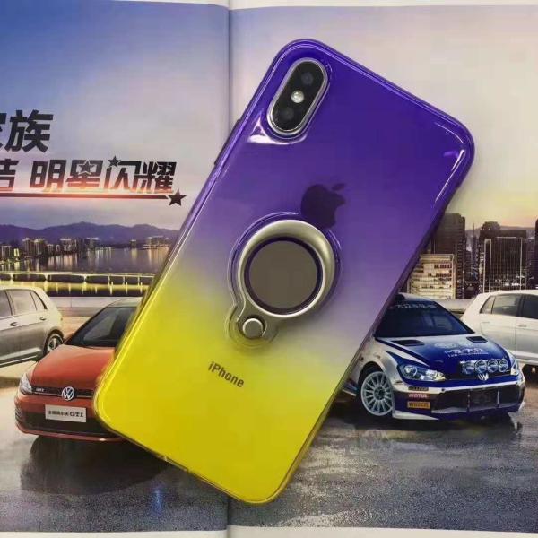 Double Color Gradient Ring Magnetic Car Mount Holder Soft TPU Case Back Cover For Samsung A6 Plus/J8 2018/A9 STAR lite