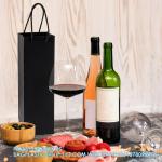 Black Wine Gift Bag, Wine Tote Bags Bulk Kraft Paper Bag With Handles For Party,
