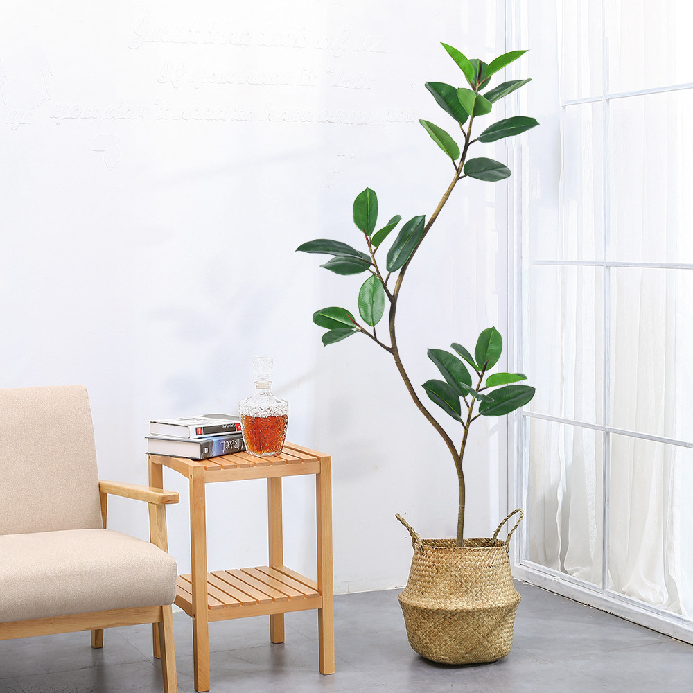 Artificial Potted Floor Plants Small Ficus Pandurata For Garden Decoration