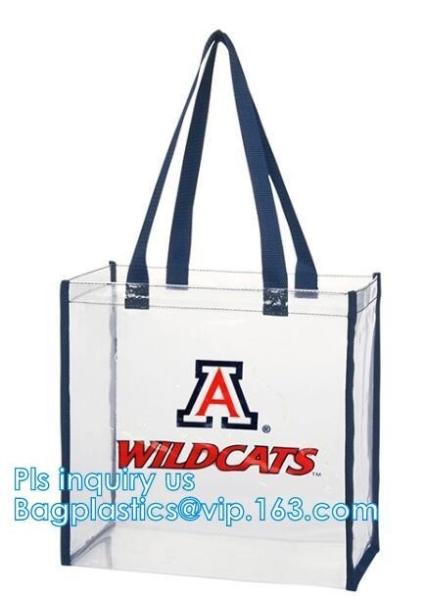 clear vinyl pvc zipper bags with handles, waterproof shopping clear pvc cosmetic