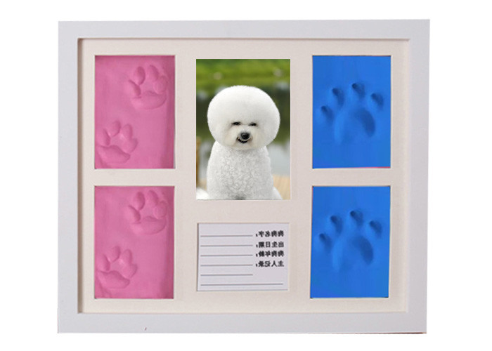 Wood Pet Keepsake Frame Picture Frame Clay Kit For Pet Paw Print Memory