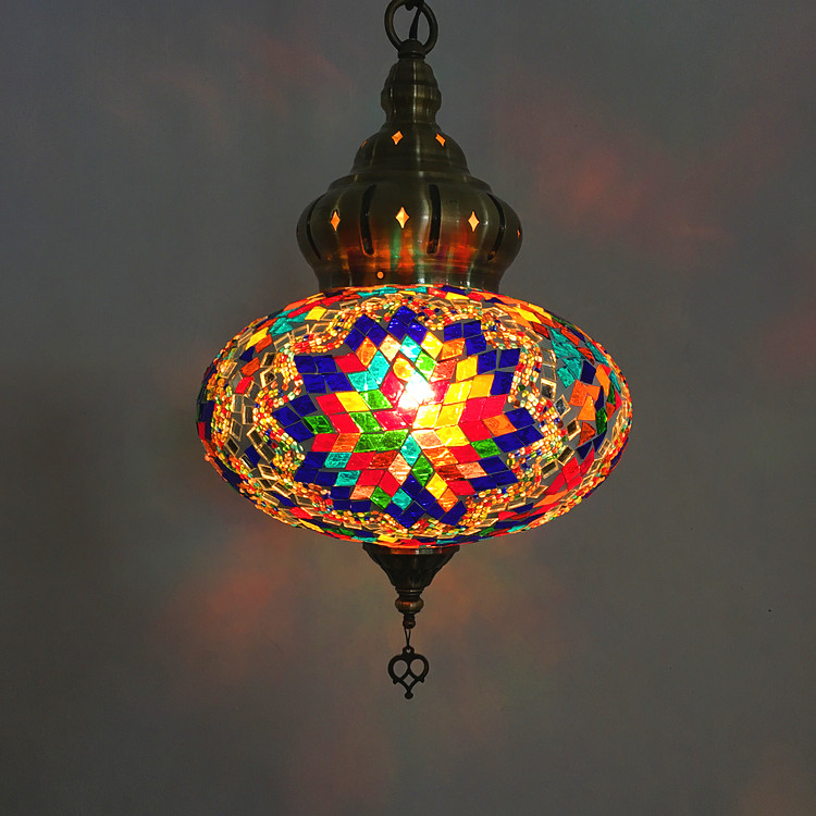 Turkish Lamp Colorful Glass Pendent Light E14 Warm White Bedroom Bar Corridor Balcony Light(WH-DC-17)