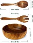 Handmade Acacia Carved Wooden Salad Bowl Toxin Free 9.5''x3.1''
