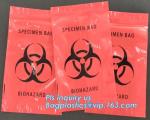 8"*10" BIOHAZARD PRINTED SPECIMEN BAGS with tear off line, 3-wall Biohazard