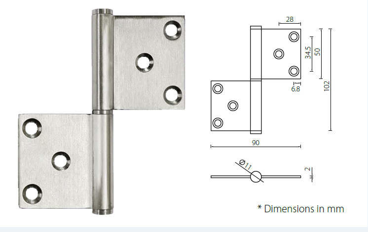 HFG403520 Mortice Door Hinge Polished Stainless Steel For Commercial Office