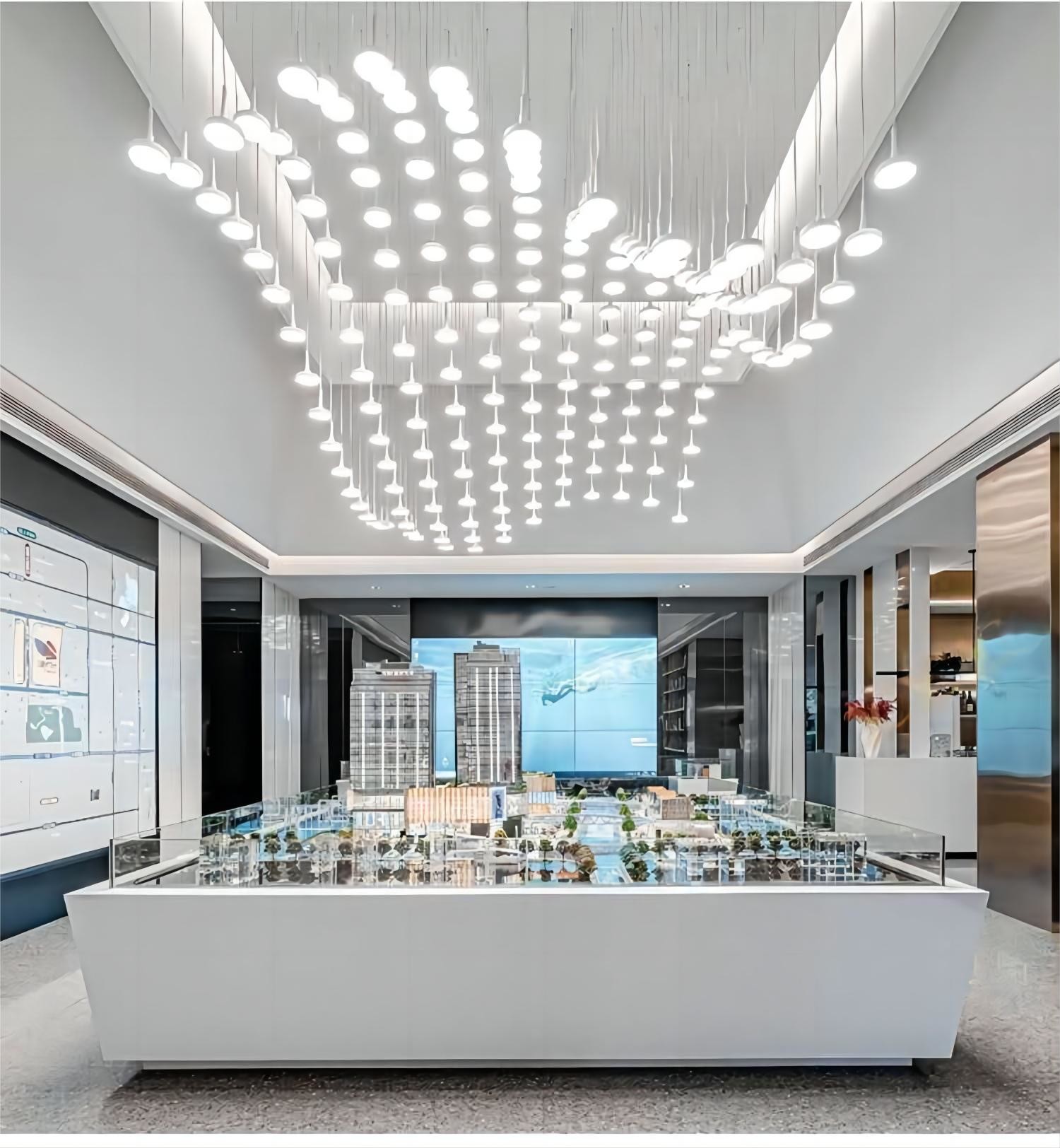 Modern LED Crystal Wave Large Foyer Chandelier Light Custom OEM ODM