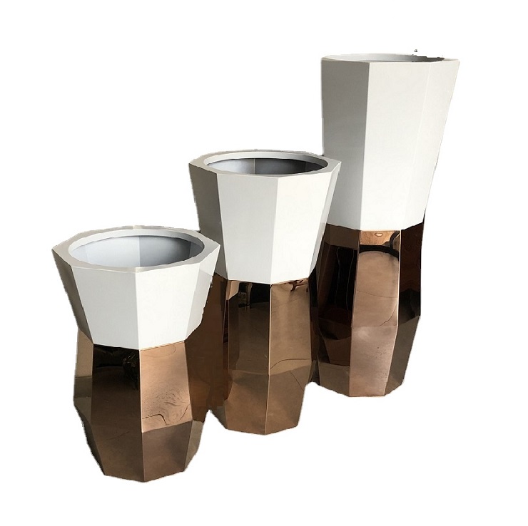 Stainless steel luxury gold flower box planter