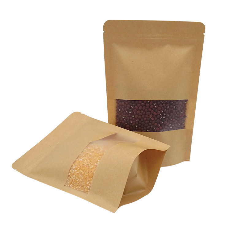 Matt Stand Up Flour Pouch Snack Bar Laminate Kraft Paper Bag For Coffee Bags