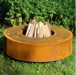 Outdoor Round Shape Wood Burning Corten Steel Round Fire Pit Table