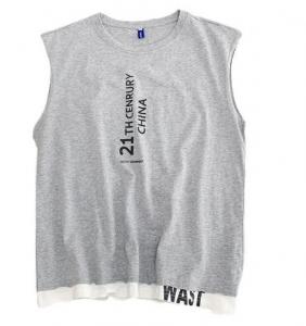 China Oem Apparel Manufacturers Men'S Round Neck Loose Sleeveless Vest Print Vest T - Shirt on sale