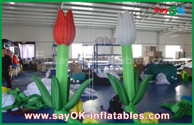 Oxford Cloth Custom Inflatable Products , LED Inflatable Double Flower For Stage Decoration
