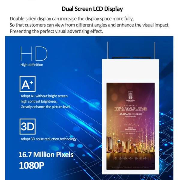 Indoor Ceil Hanging Poster LCD Digital Signage 55in Double Sided Acrylic Frame