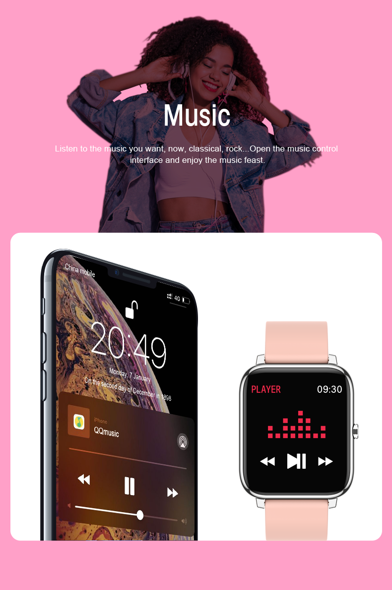 P22 GPS Calorie Count Sport Heart Rate Waterproof Smartwatch For Android IOS Phone