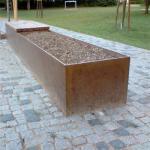 Metal Trough Corten Steel Planter Bench For Streetscape