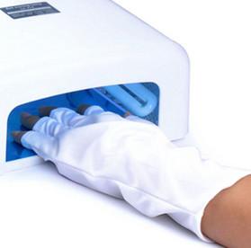 China Reusable White Nails UV Protection Gloves For Gel Manicures With UV/LED Lamps on sale
