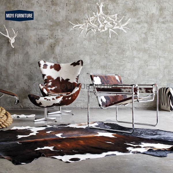 Modern Bauhaus Armchairs Featuring Heavy-Duty Seamless Tubular Steel Frame Leather Suspended Seats Stylish Living Seating