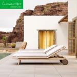 Modern Waterproof Lounger Chair Made of Solid Teak Wood for Courtyard Beach