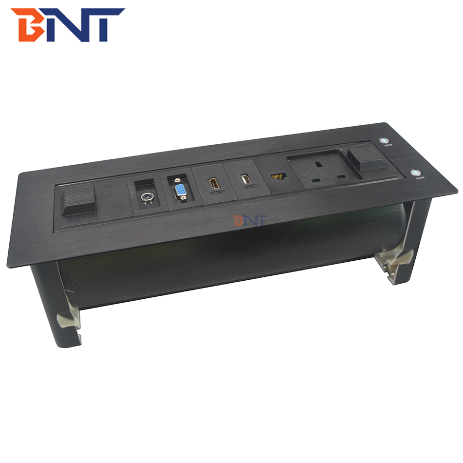 Multimedia motorized hidden tabletop power socket for meeting room