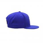 Promotional Hat Custom Blue Flat Brim Snapback Plastic Closure 6 Panels Wool Cap