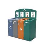 Outdoor Steel Recycling 4 Compartment Trash Can With Galvanized Steel Liner