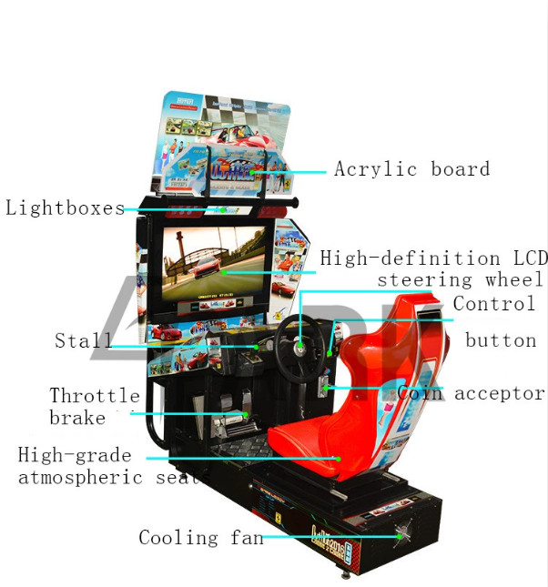 32 Inch Car Simulator Racing Arcade Machine W1130 * D1657 * H2109mm Size