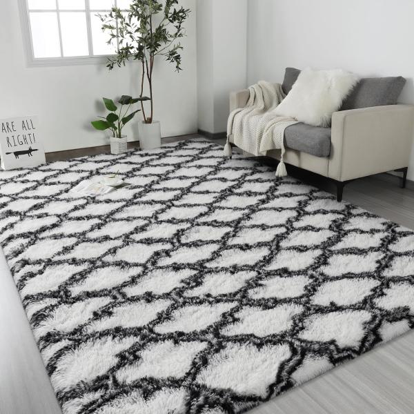 Travel Fluffy Geometric Rug for Kids Nursery Non Slip Modern Area Carpet Made of