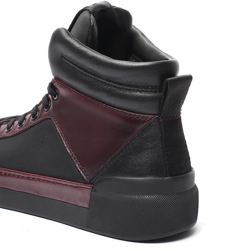 ODM Burgundy Anti Skid Cow Leather Sneakers Euro 46size
