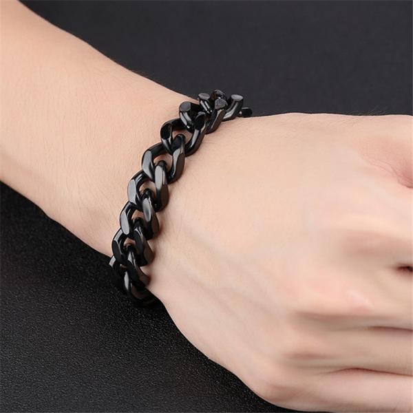Jewelry Stainless Steel Silver/Black/Gold Plated Cuban Link Bracelet Men