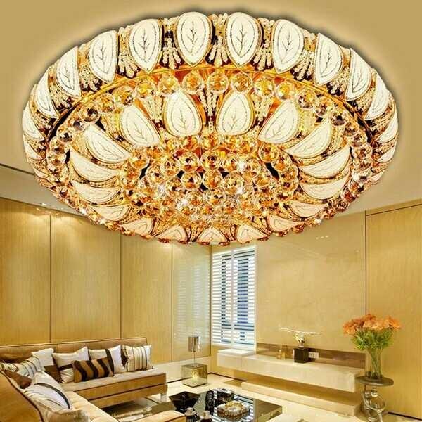 Round Gold Flush crystal ceiling lights Lamp Fixtures For indoor home Lighting