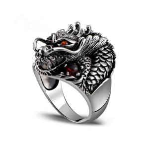Wholesale Men's Thailand Sterling Silver Dragon Ring Vintage Jewelry (R121405) from china suppliers