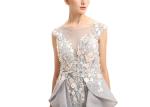 Embroidery Flower Sleeveless Evening Dress / Wave - Like Shape Wedding