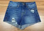 Raw Hem Ladies Fashion Jeans High Waisted Denim Shorts Light Wash Cotton With
