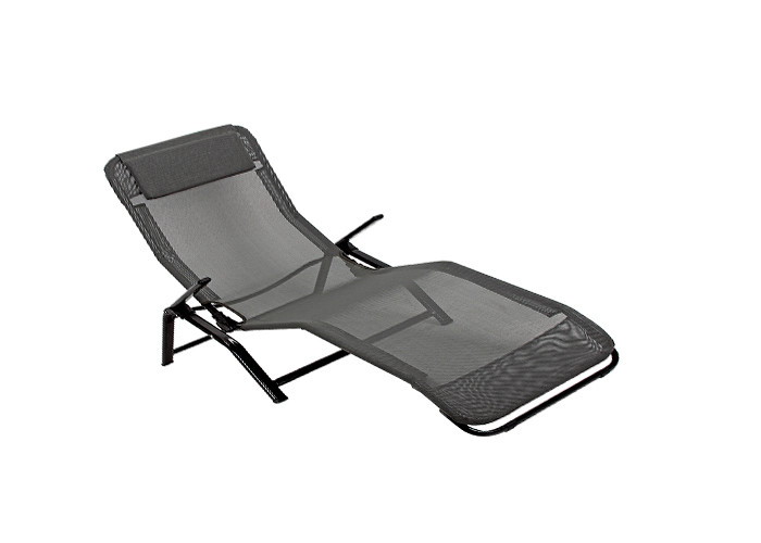 Textilene Reclining Foldable Sun Lounger With Pillow Rust Resistant