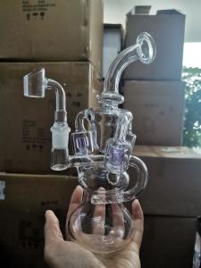 Wholesale Feb Egg Purple Glass Bong Hookahs Recycler Glass Water Pipe With 14mm Banger from china suppliers